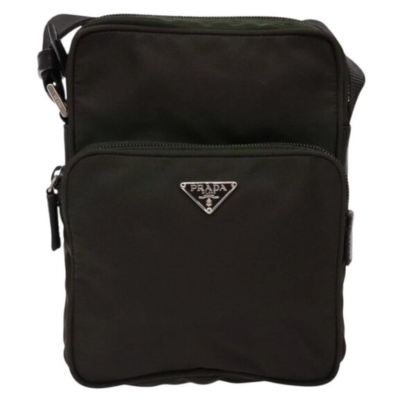 PRADA Shoulder Bag Nylon Khaki Silver Auth sw1198 - Picture 2 of 16